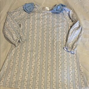 Striped Blue and White Kids Casual Dress